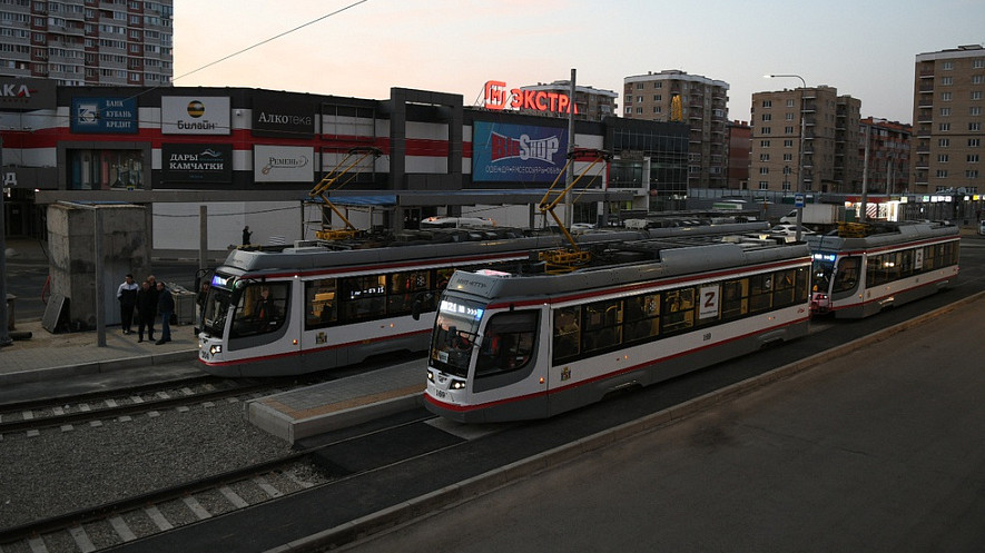 В Краснодаре открыли движение по новой трамвайной линии на улице Московской